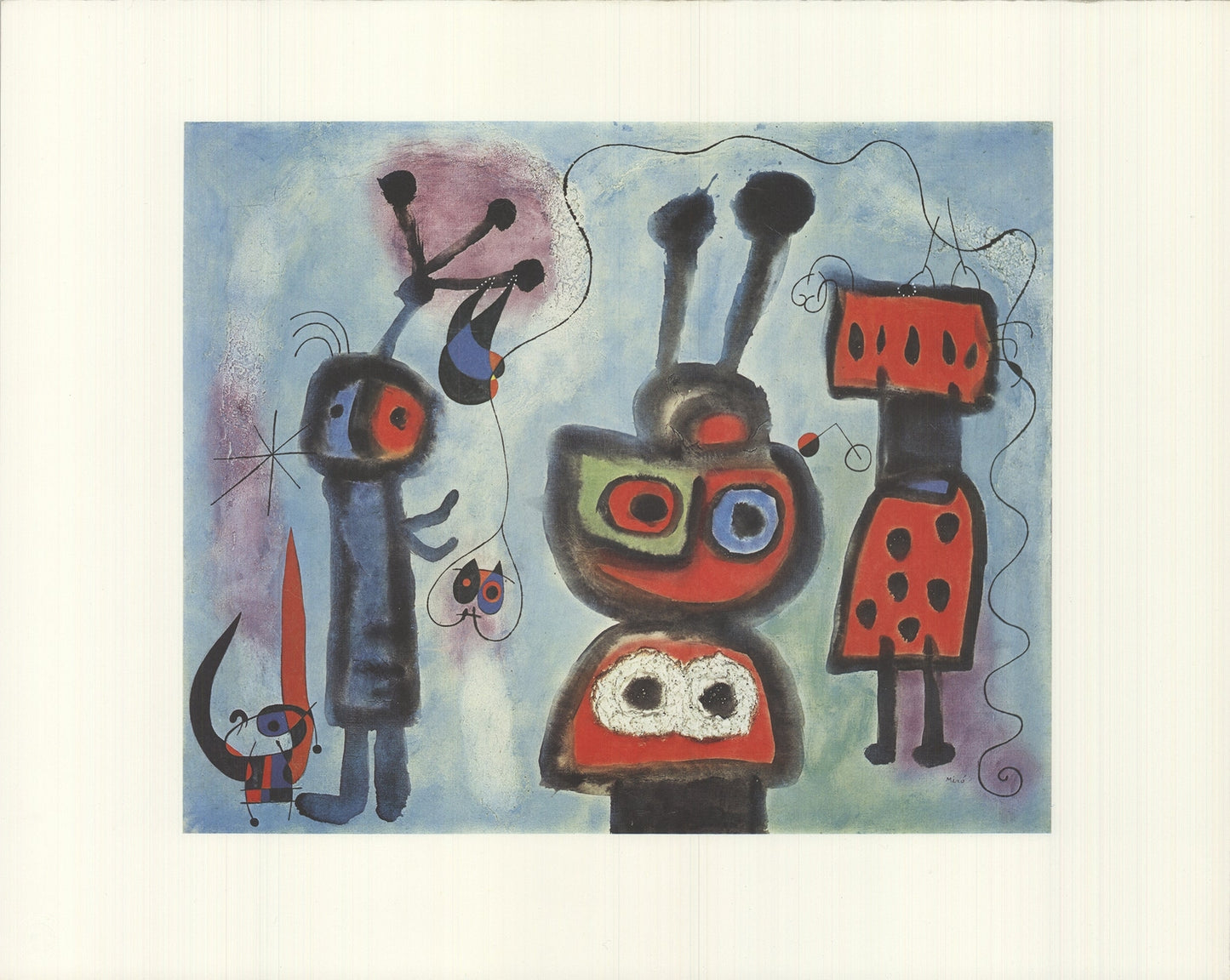 Joan Miro The Bird With A Calm Look It' Wings In Flames " Offset