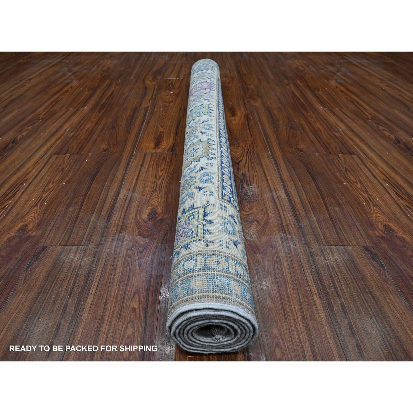 5'X6'8" Dorian Gray Hand Knotted Fusion Kazak Natural Wool Oriental Rug