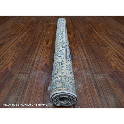 5'X6'8" Dorian Gray Hand Knotted Fusion Kazak Natural Wool Oriental Rug