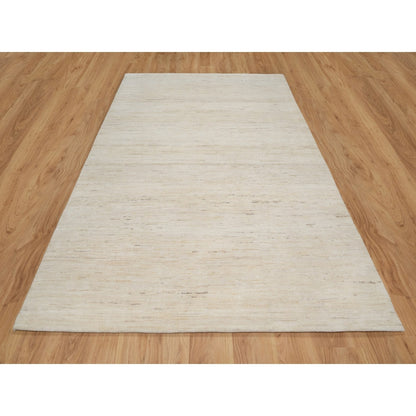 6'1"X9' White Hand Knotted Lori Buft Gabbeh Modern Design 100% Wool Rug