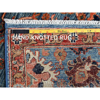 2'7"X9'9" Blue Heris All Over Design Soft Wool Hand Knotted Runner Rug