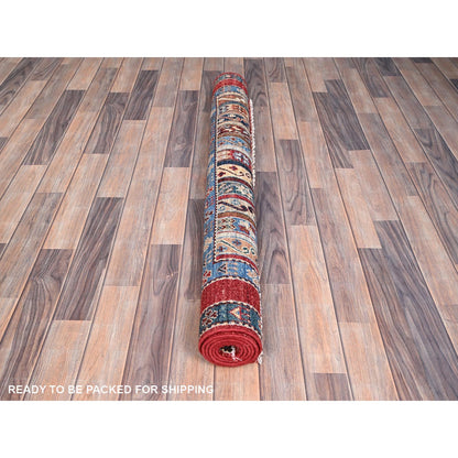 4'2"X5'9" Gilded Beige Super Kazak Shawl Design Wool Hand Knotted Rug