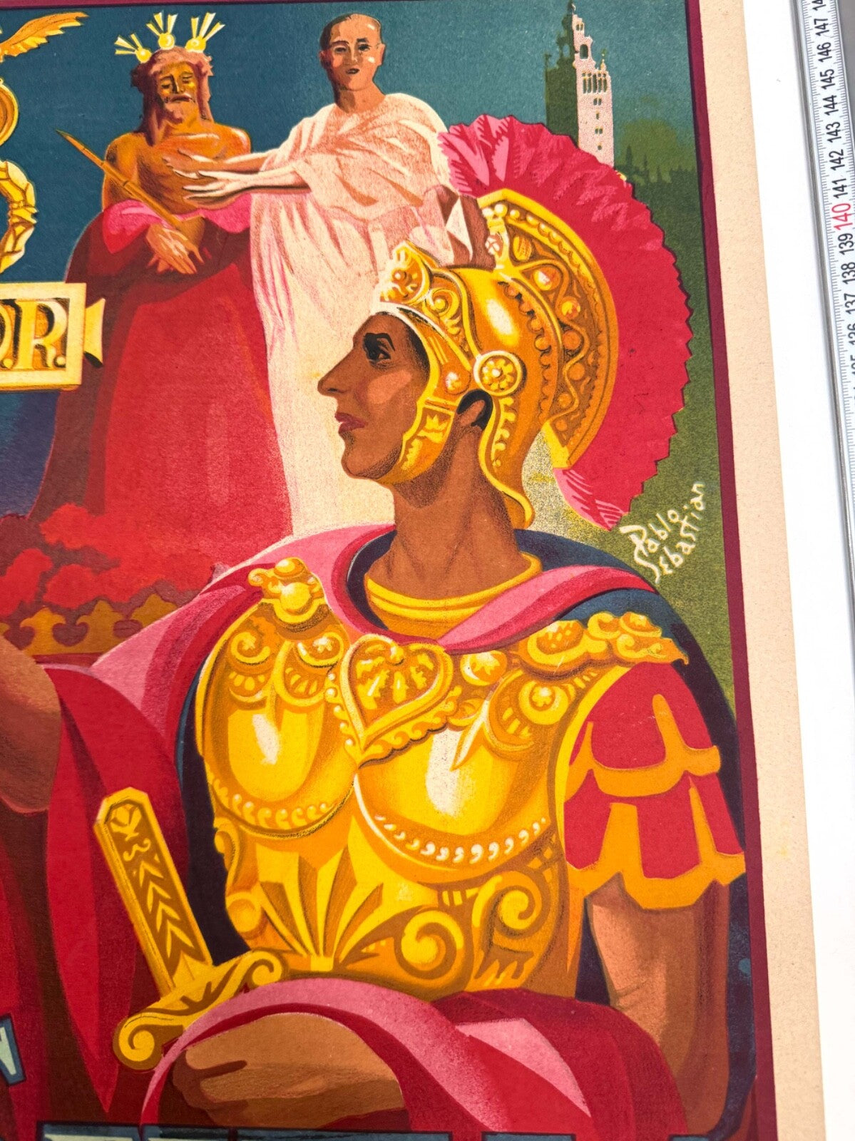 Semana Santa Sevilla Pablo Sebastian Litho 1951 Spanish Travel Poster