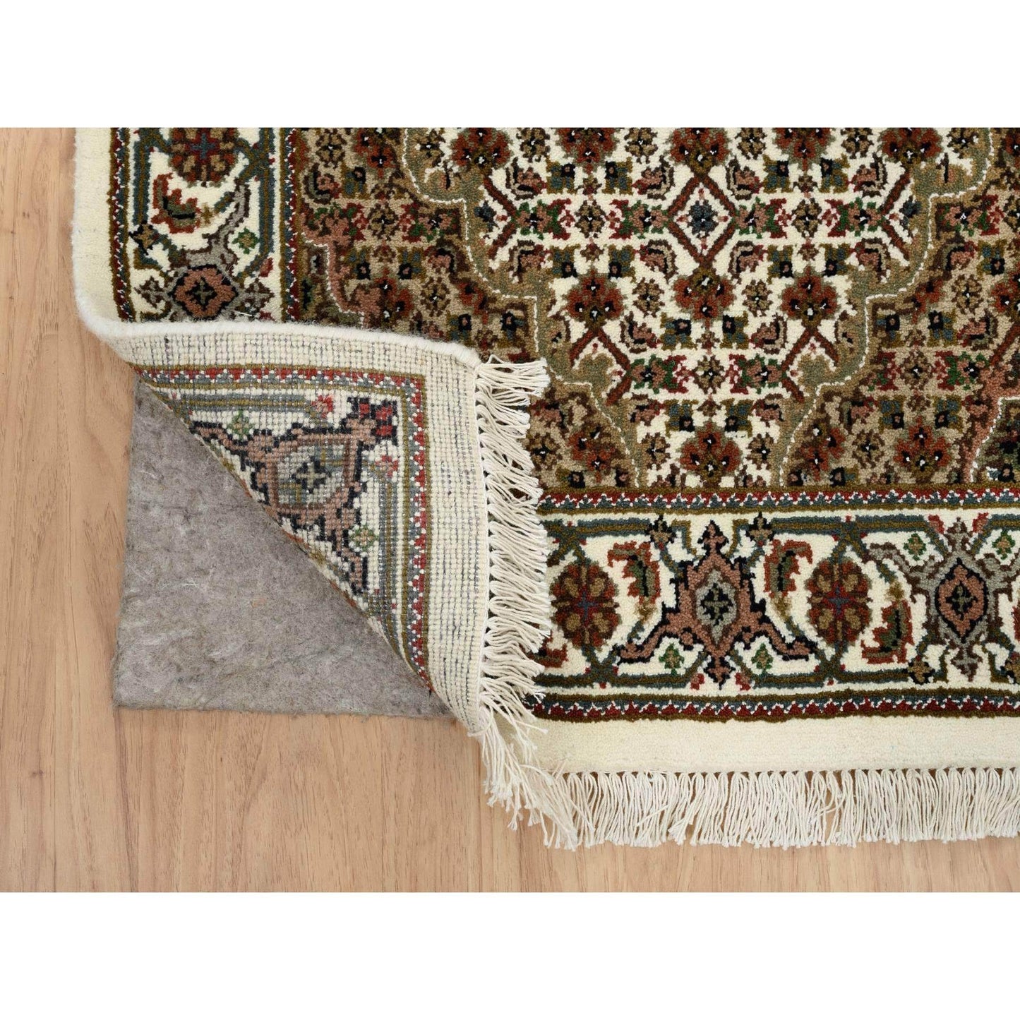 2'6"X18' Ivory Tebraz Mahi 175 Kpsi Wool Hand Knotted Xl Runner Rug