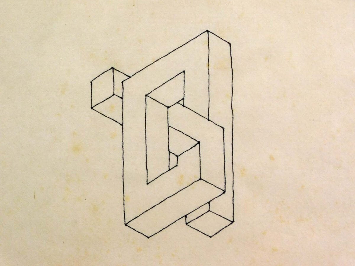 Oscar Reutersvrd Perspective Japonaise 448 Framed Impossible Figure Optical Art