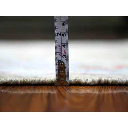 3'X16' Moss Green Afghan Angora Oushak Wool Hand Knotted Xl Runner Rug