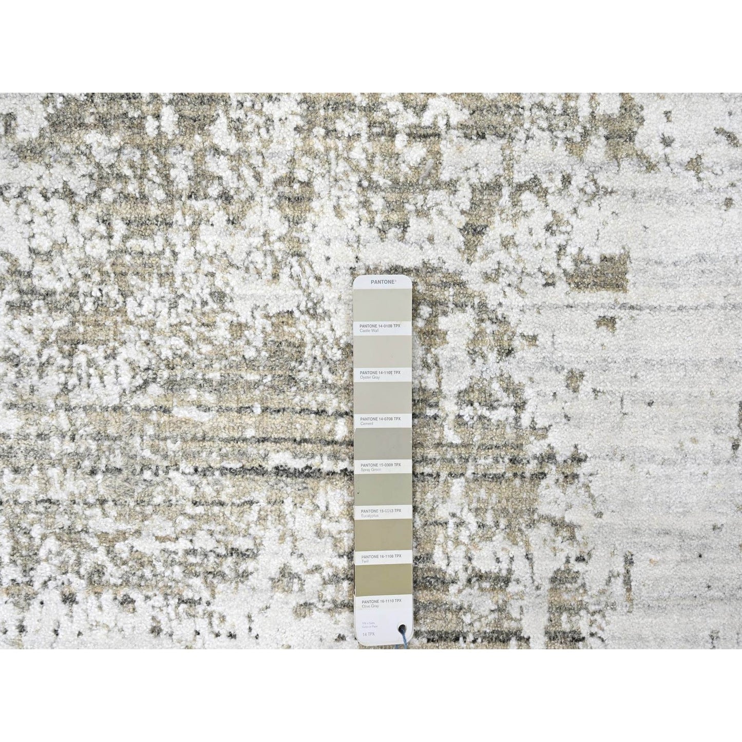 8'X10' White Modern Design Hand Loomed Wool And Bamboo Silk Oriental Rug