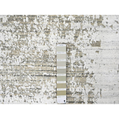 8'X10' White Modern Design Hand Loomed Wool And Bamboo Silk Oriental Rug