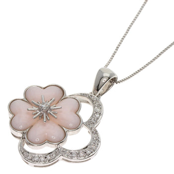 0.11ct Shell Diamond Clover Motif Necklace K18