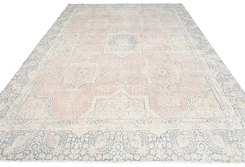 9X12 Ft Antique Hand-Knotted Muted Floral