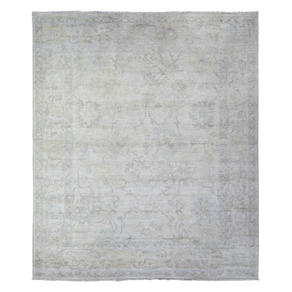 8'X9'5" Voyage Gray Hand Knotted Afghan Angora Oushak Wool Oriental Rug