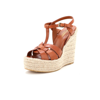 Saint Laurent Women'S Tribute Wedge Espadrille Sandals Leather