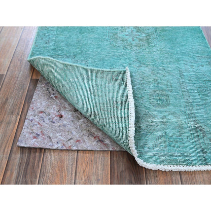 2'5"X10' Blue Overdyed Vintage Zoroastrian Hand Knotted All Wool Runner Rug