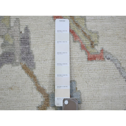 12'4"X15'3" Ivory, Afghan Angora Oushak, Wool Hand Knotted, Oversized Rug