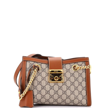 Gucci Padlock Chain Tote Gg Coated Canvas With Leather Small