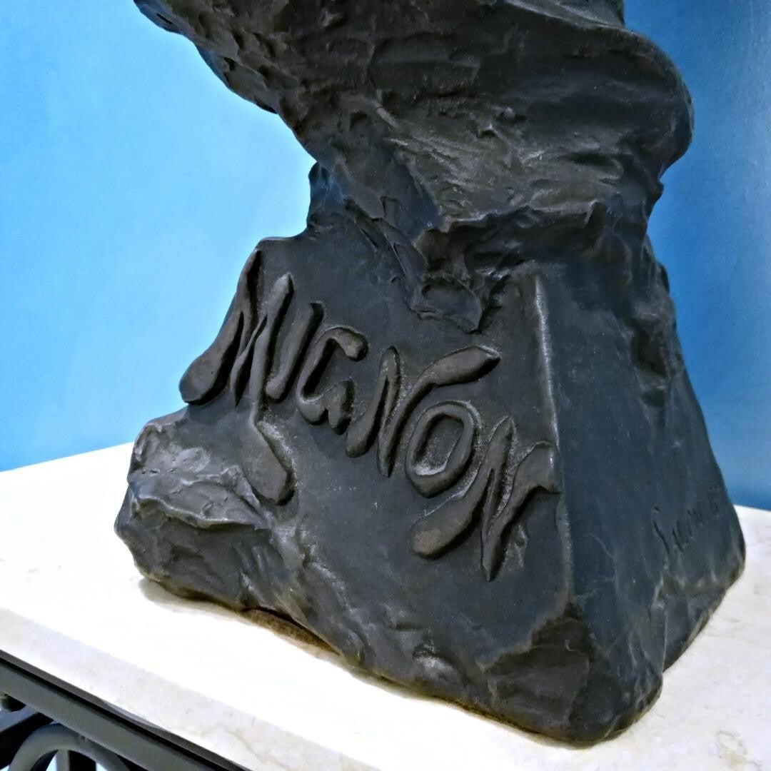 Emmanuel Villanis Mignon 1896 Salon Art Nouveau Bronze Bust Woman French Artist