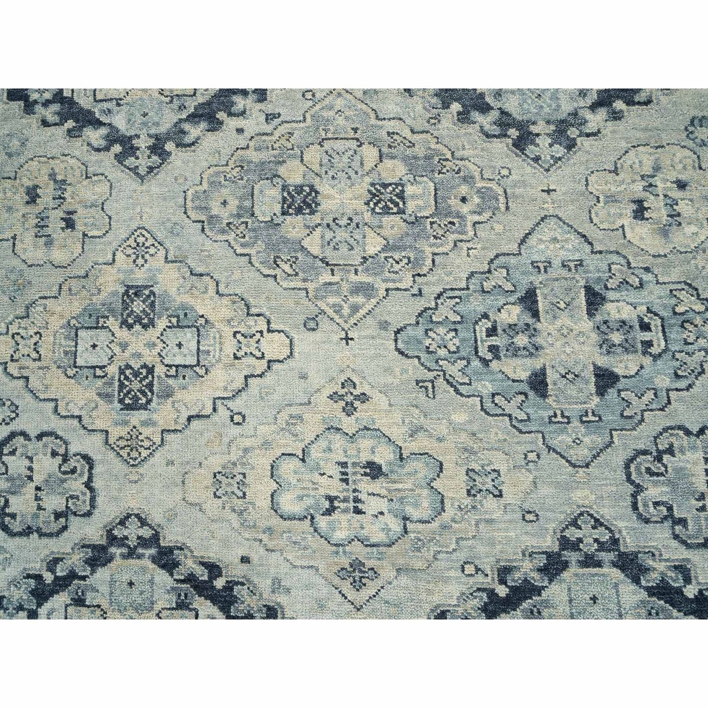 8'X10' Silver Gray Hand Knotted Anatolian Design Pure Wool Rug