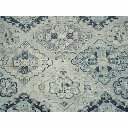 8'X10' Silver Gray Hand Knotted Anatolian Design Pure Wool Rug