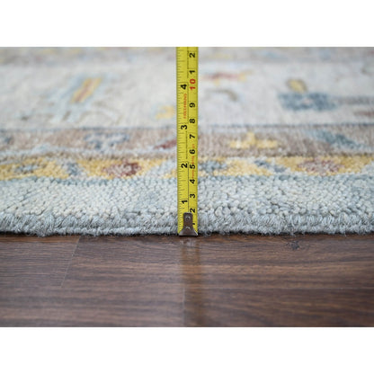 14'X17'9" Light Gray Oushak Design Hand Knotted Pure Wool Oversized Rug