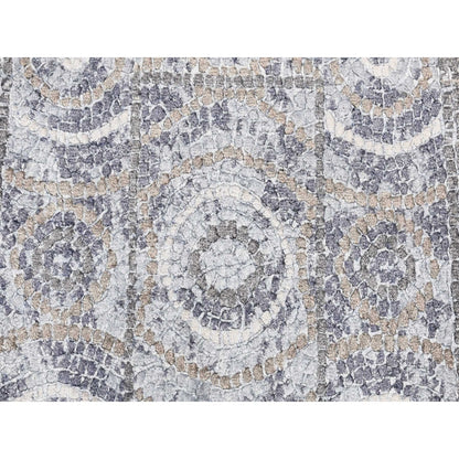 2'2"X3' Gray Silken Roman Mosaic Design Hand Knotted Sample Mat Rug