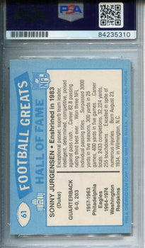 Sonny Jurgensen Swell Autographed Football Card (Psa/Dna)