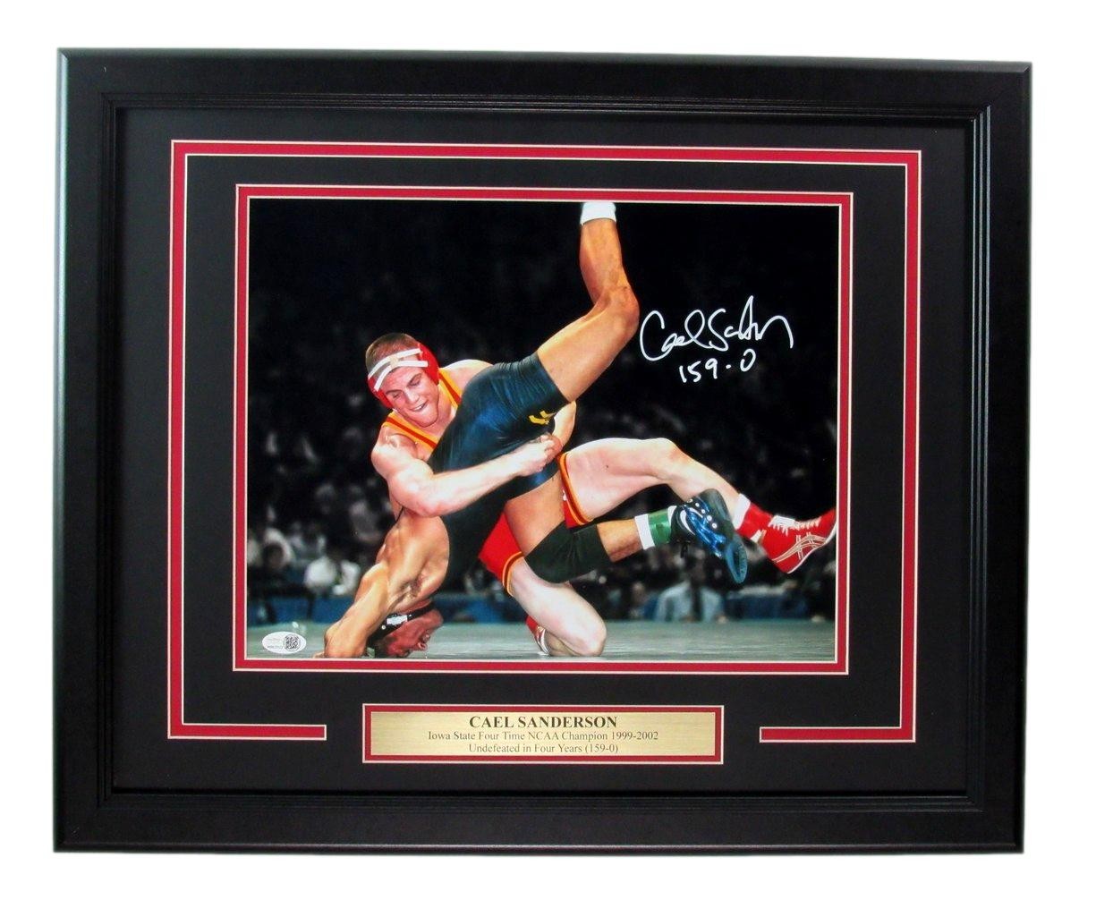 Cael Sanderson Iowa State Wrestling Signed/Inscr 11X14 Photo Framed Jsa 192704