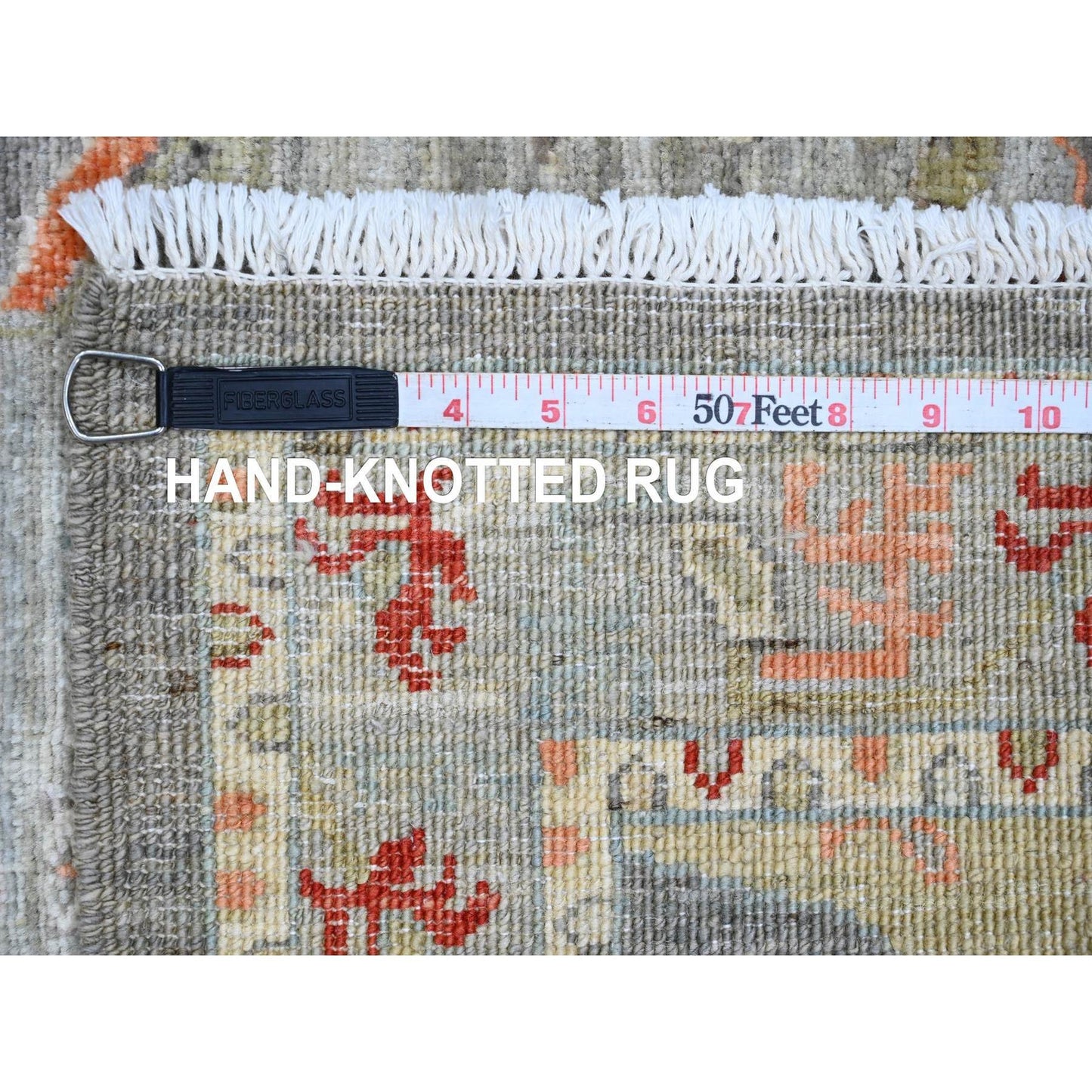 2'8"X7'8" Gray Heris With Dragon Design Pure Wool Hand Knotted Runner Rug