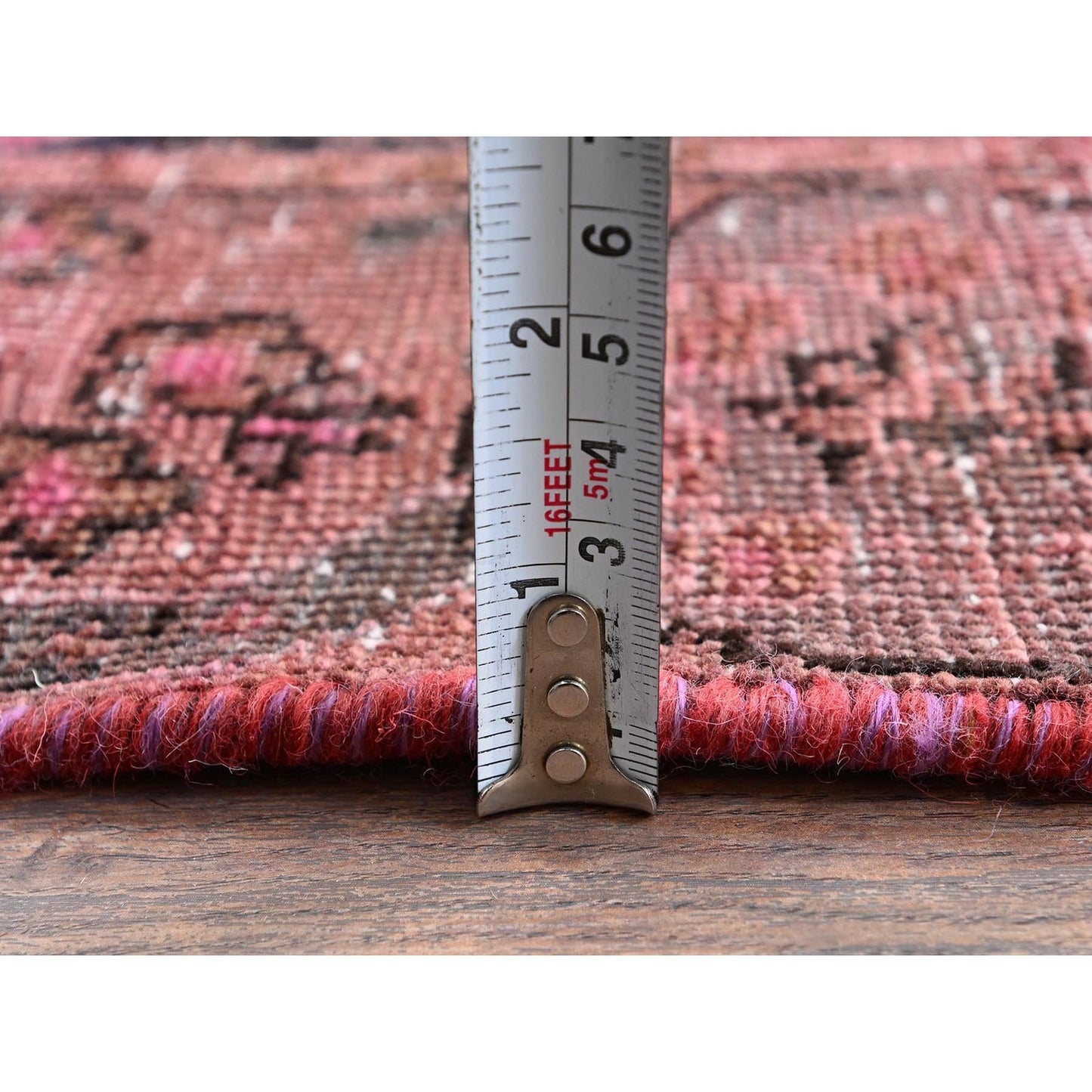 2'6"X9'3" Pink Overdyed Vintage Zoroastrian Hand Knotted Wool Runner Rug