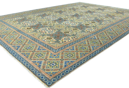 Semi Antique Wool Oriental Rug 9X12 Ft Floral