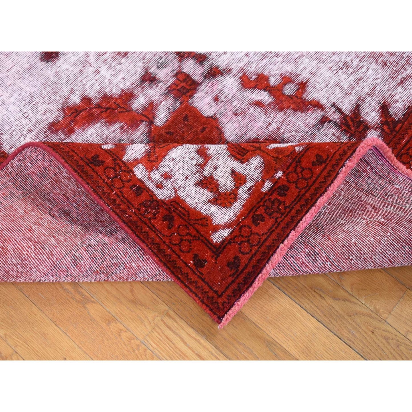 8'1"X11' Barn Red Overdyed Zoroastrian Tebraz Pure Wool Hand Knotted Rug