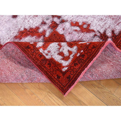 8'1"X11' Barn Red Overdyed Zoroastrian Tebraz Pure Wool Hand Knotted Rug