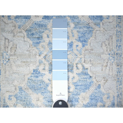2'6"X16'2" Blue Wool Peshawar Faded Design Hand Knotted Xl Runner Rug