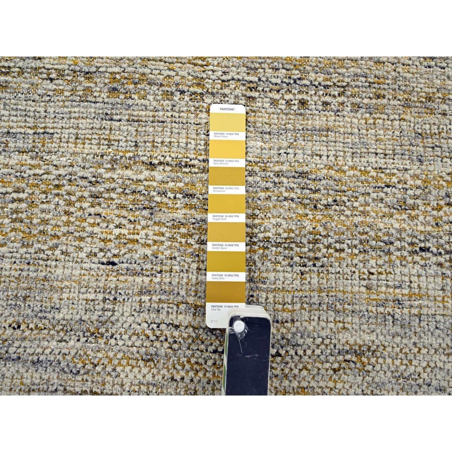10'X10' Yellow Hand Knotted Rug Oxidized Grass Design Pure Wool Square