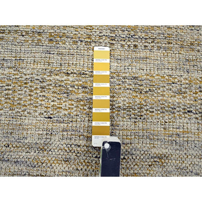 10'X10' Yellow Hand Knotted Rug Oxidized Grass Design Pure Wool Square