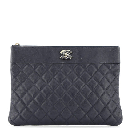 Chanel Mademoiselle Vintage O Case Clutch Quilted Sheepskin Medium