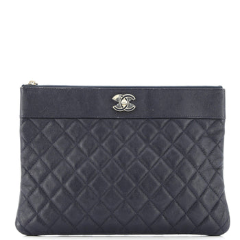 Chanel Mademoiselle Vintage O Case Clutch Quilted Sheepskin Medium
