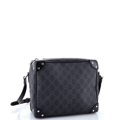 Gucci Trunk Shoulder Bag Gg Coated Canvas With Studded Leather