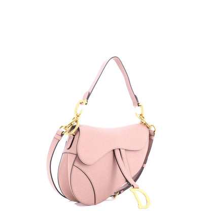 Christian Dior Saddle Handbag With Strap Leather Medium