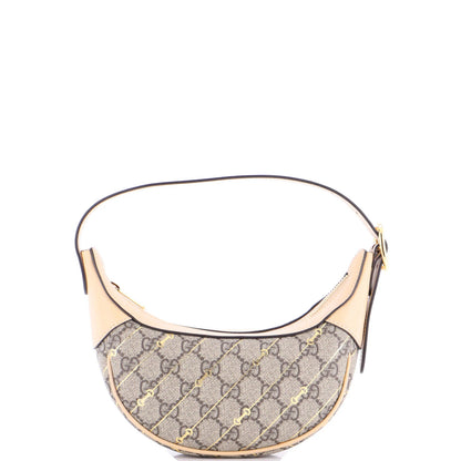 Gucci Ophidia Half Moon Bag Print Gg Coated Canvas Mini