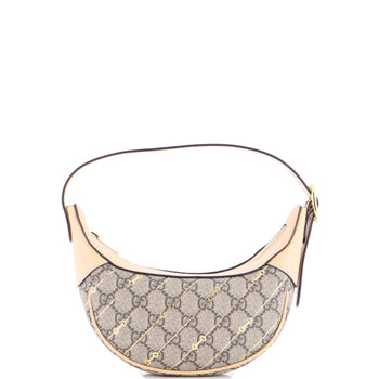 Gucci Ophidia Half Moon Bag Print Gg Coated Canvas Mini