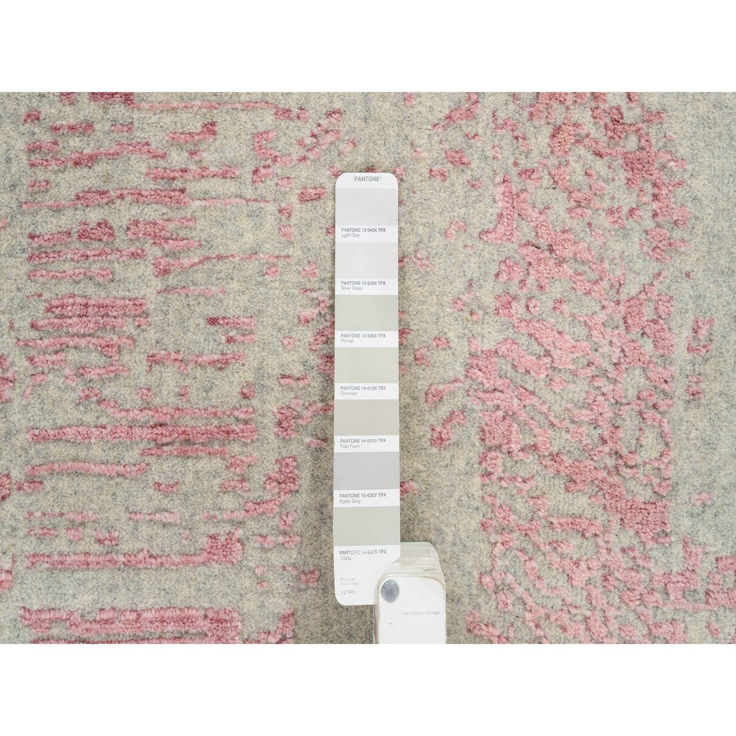 10'2"X10'2" Rose Pink Wool And Art Silk Jacquard Hand Loomed Square Rug