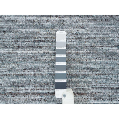 2'7"X14' Gray Wool Hand Loomed Modern Striae Design Runner Oriental Rug