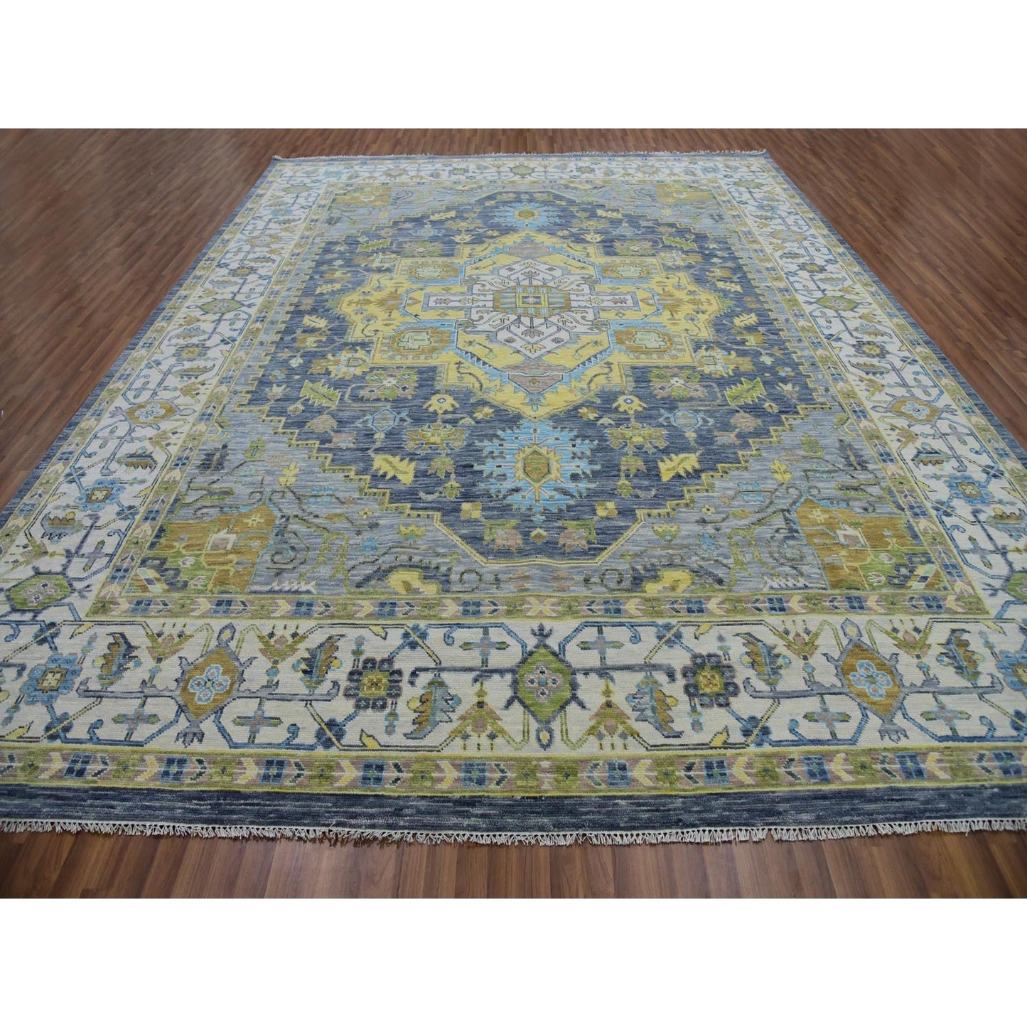 11'10"X14'9" Gray Oushak Weave 100% Wool Hand Knotted Oversized Rug