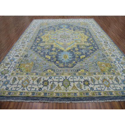 11'10"X14'9" Gray Oushak Weave 100% Wool Hand Knotted Oversized Rug