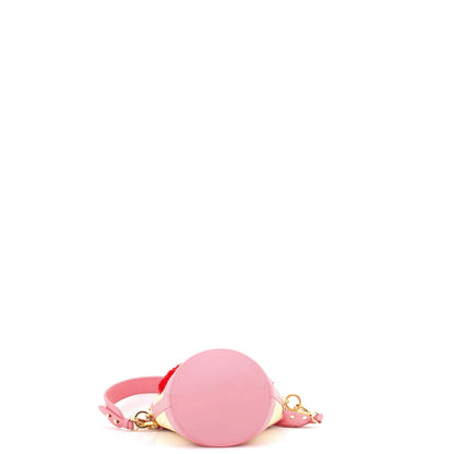 Prada Bucket Bag Woven Raffia With Leather With Applique Small