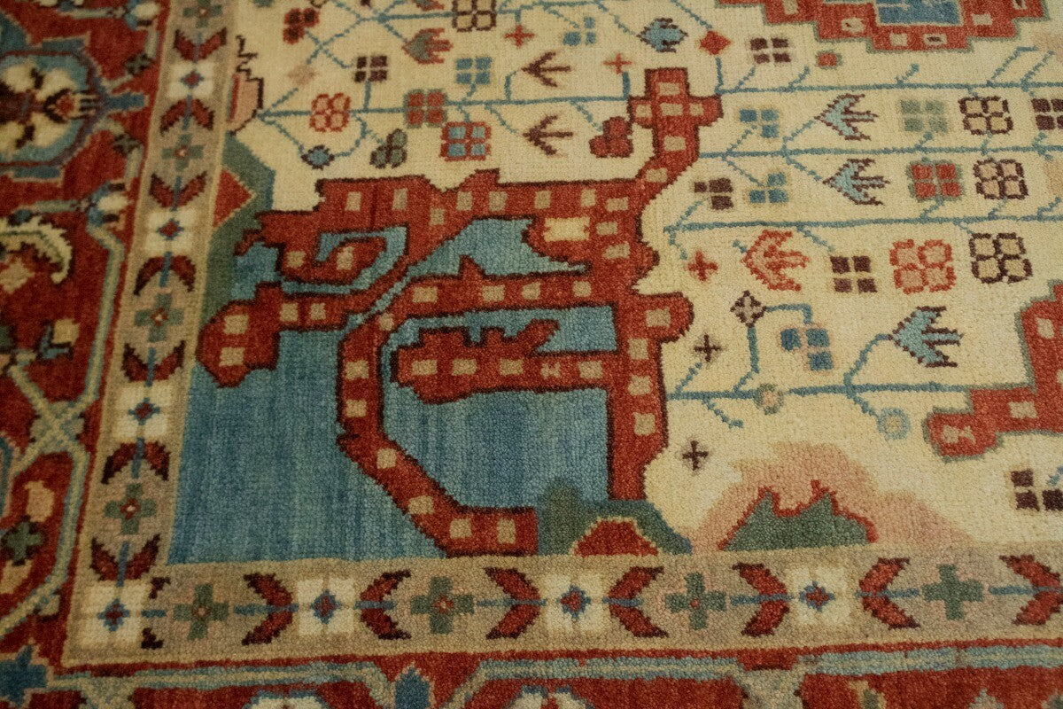 9X12 Ft Handmade Wool Indo-Viss Rug Vintage Style