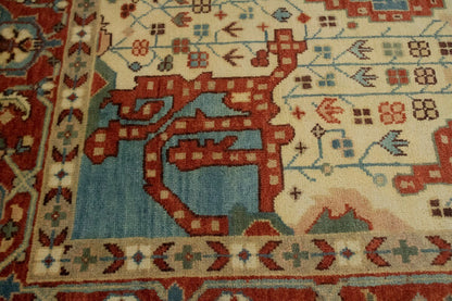 9X12 Ft Handmade Wool Indo-Viss Rug Vintage Style