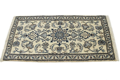 Vintage Nain Oriental Rug Cream Floral Classic