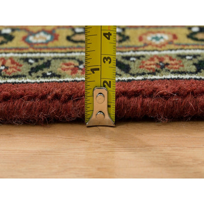 6'1"X9' Red Herrita Design Wool/Silk 175 Kpsi Hand Knotted Rug