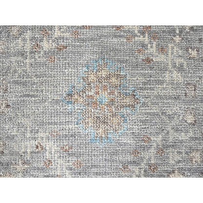 9'X12'1" Medium Gray Oushak Design Hand Knotted All Wool Oriental Rug